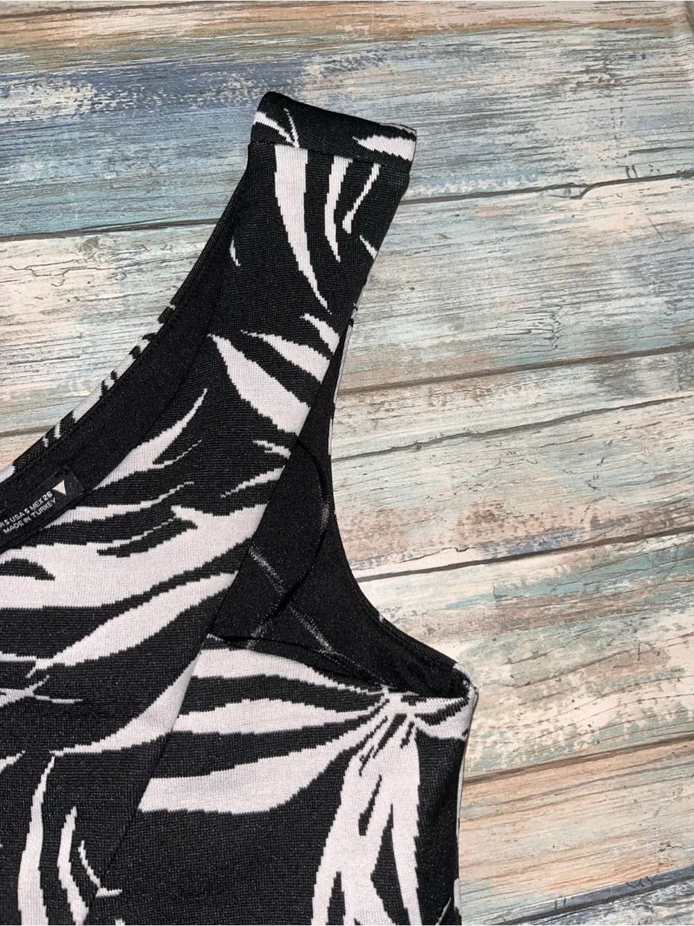 Zara Black White Tropical Palm Print Matching Set Crop Top Pants Small NWT - Picture 4 of 7